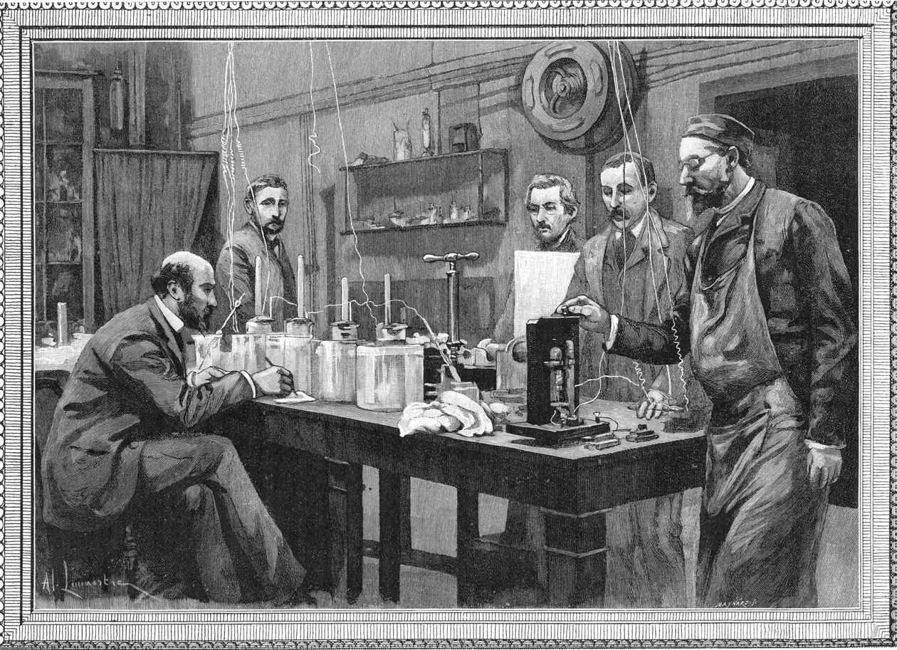 Laboratorio de investigación física en la Sorbona, París 1895 de Unbekannt
