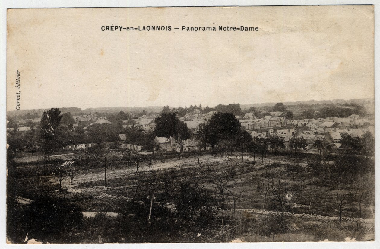 Picardía, Aisne (02), Crepy en Laonnois: panorama de Notre-Dame - Postal finales del siglo XIX-principios del XX de Unbekannt