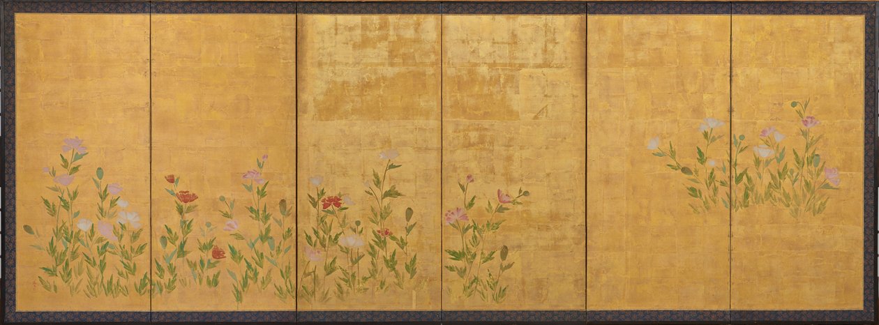 Amapolas rosas y rojas, período Edo, 1615-1868 de Unbekannt