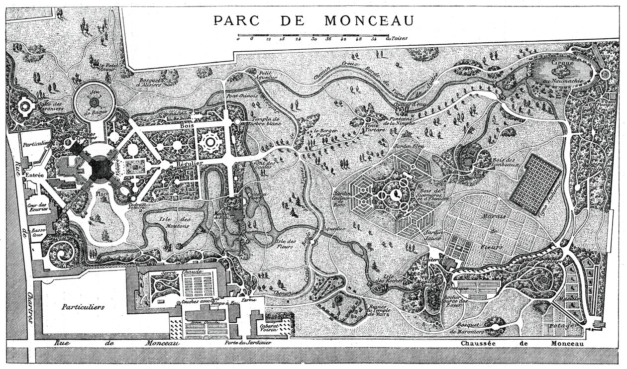 Plano del Parque Monceau, París, 1778, 1885 de Unbekannt