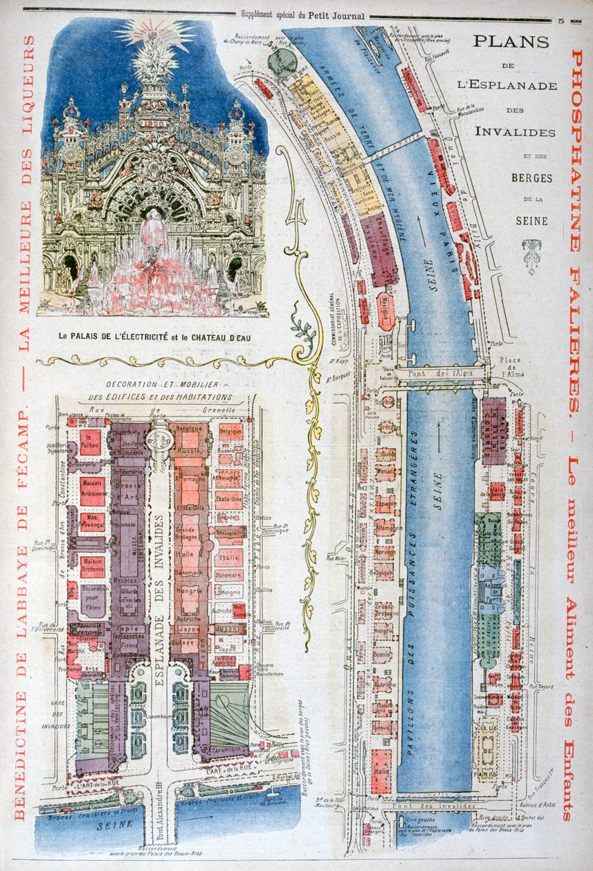 Plan para la Esplanade des Invalides, Exposición Universal de 1900, París de Unbekannt
