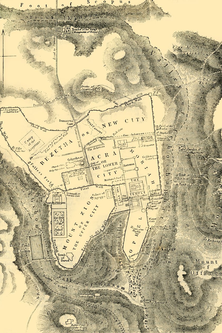Plano de Jerusalén en el Primer Siglo Cristiano, 1890 de Unbekannt