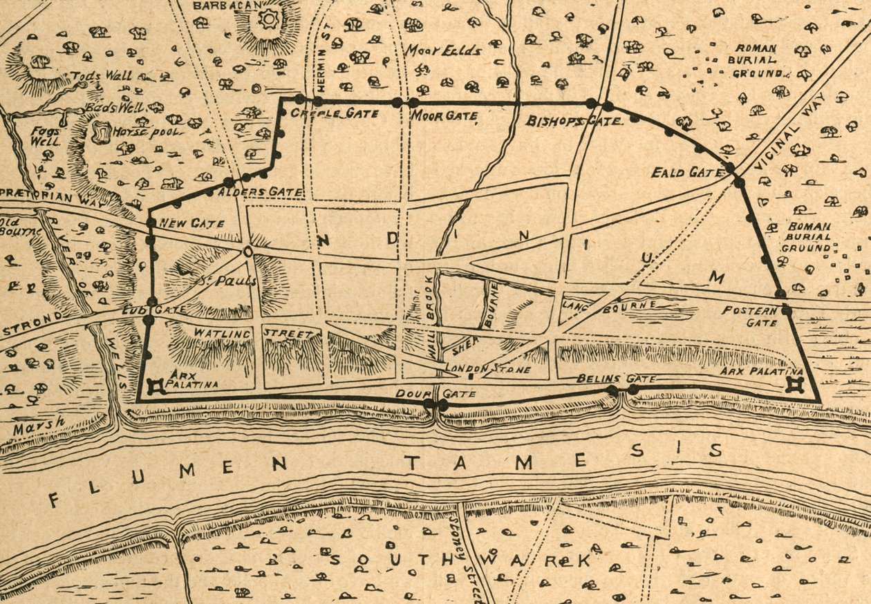 Plano de la Londres romana de Unbekannt