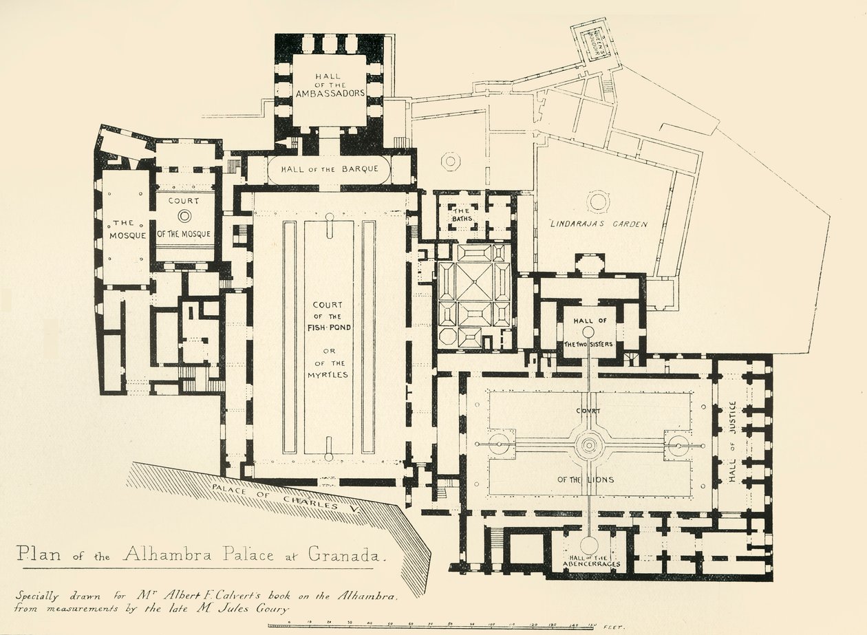 Plano del Palacio de la Alhambra en Granada, siglo XIX, 1907 de Unbekannt