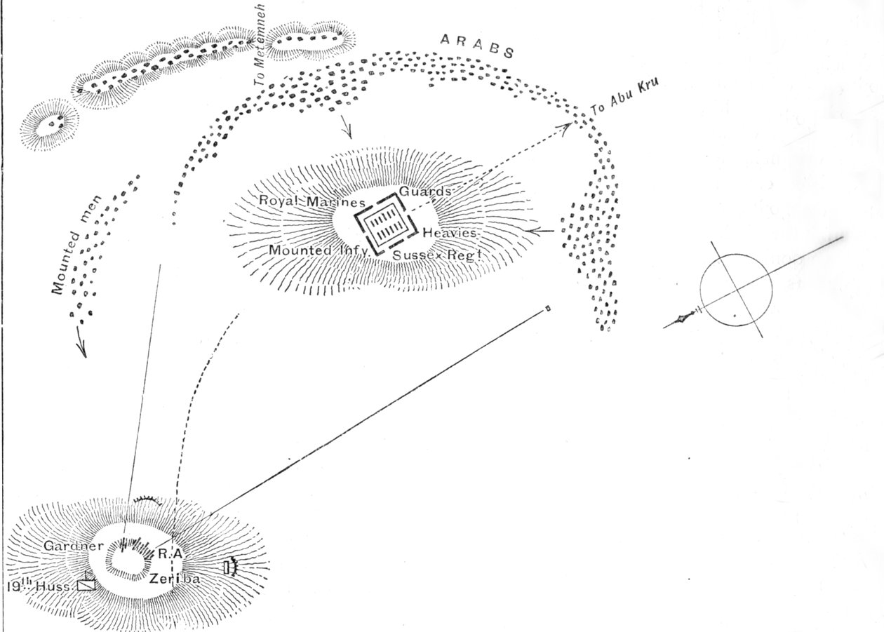 Plano de la Batalla de Abu Kru, 19 de enero de 1885, c1885 de Unbekannt