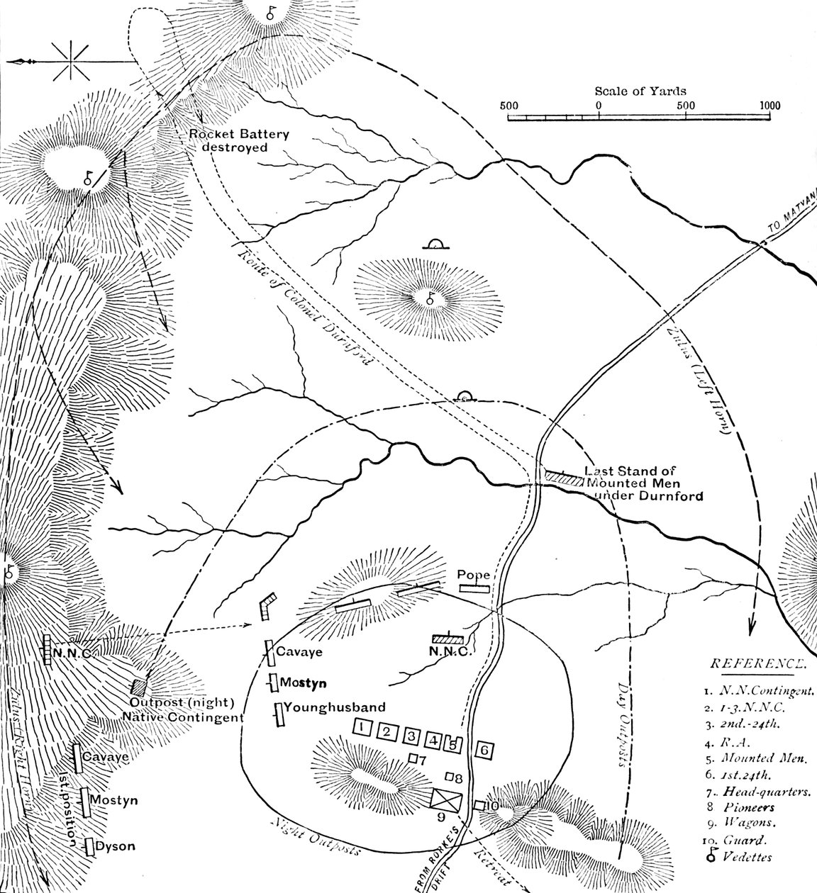 Plano de la Batalla de Isandhlwana, 22 de enero de 1879, c1880 de Unbekannt