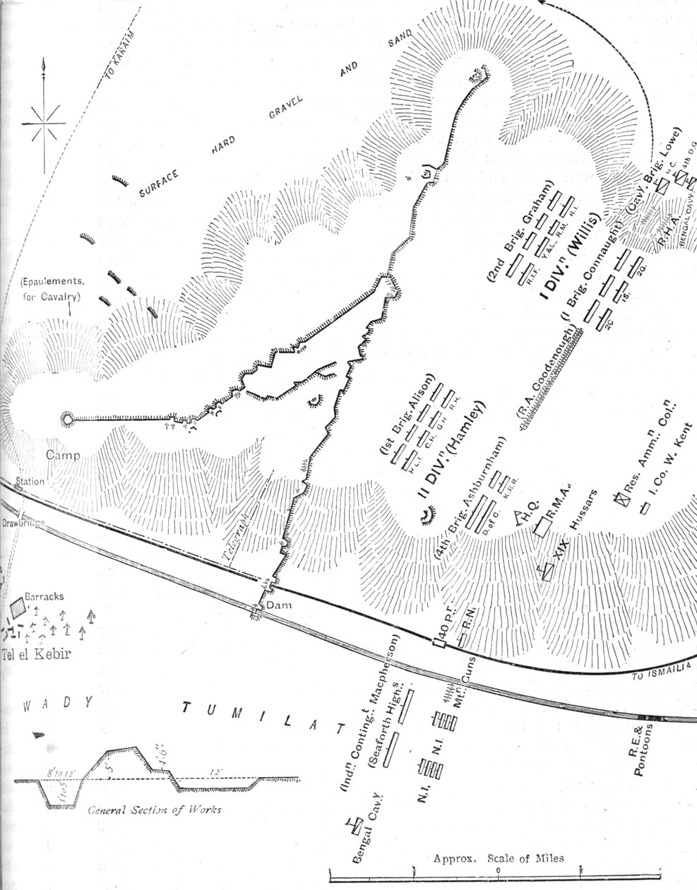 Plano de la Batalla de Tel-El-Kebir, 13 de septiembre de 1882, c1882 de Unbekannt