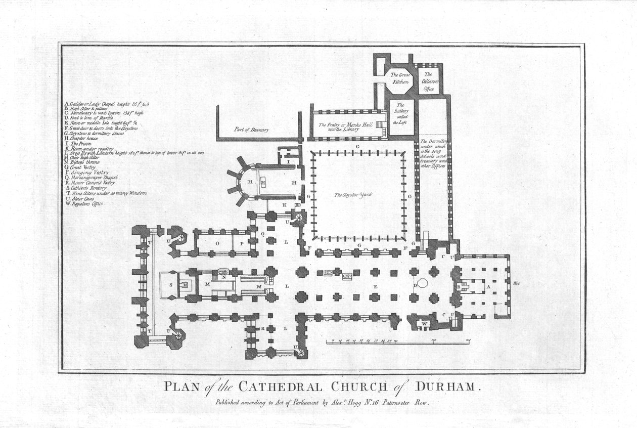 Plano de la Catedral de Durham, finales del siglo XVIII de Unbekannt