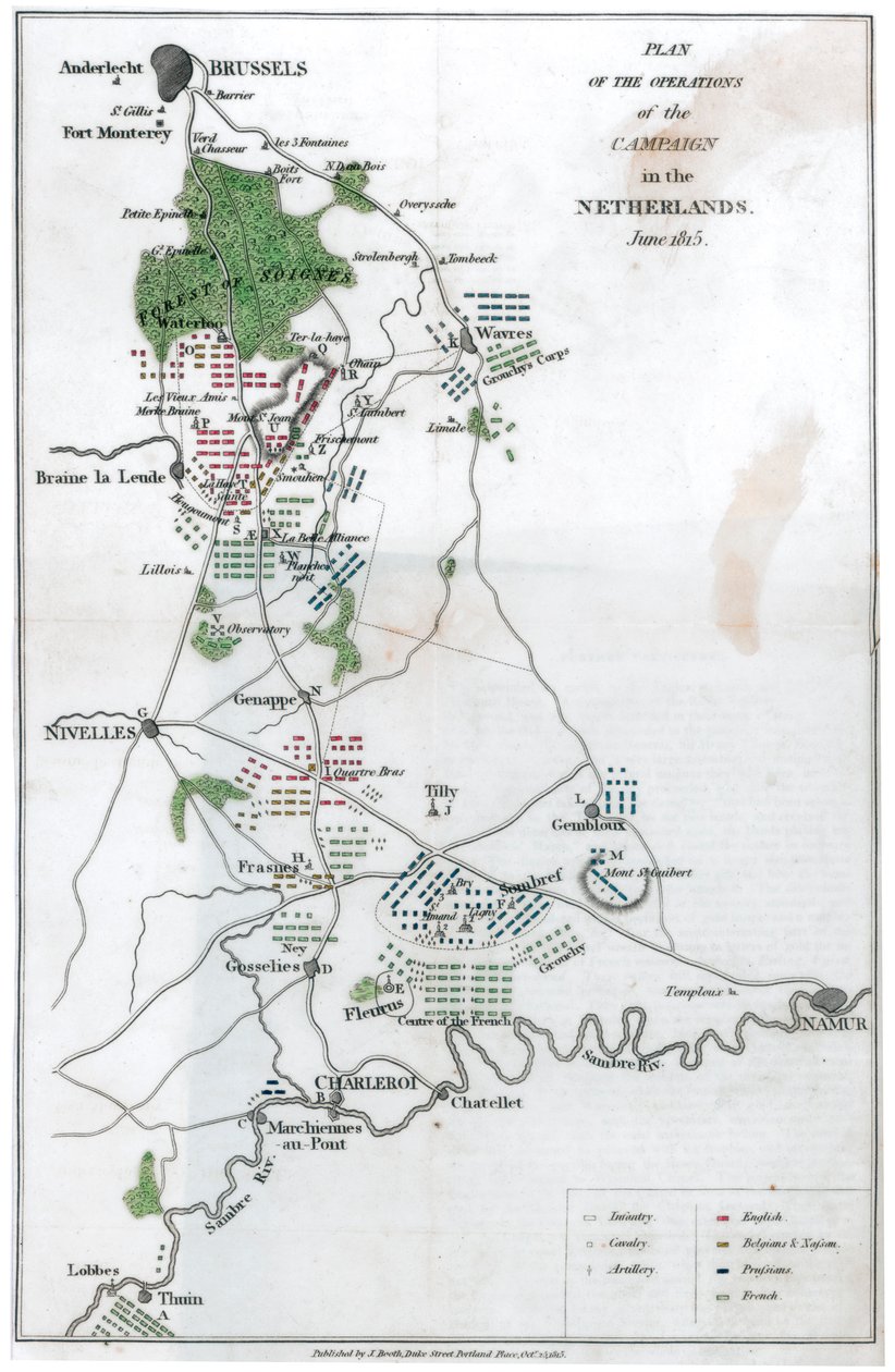 Plano de la operación de la campaña en los Países Bajos, junio de 1815, 1816 de Unbekannt