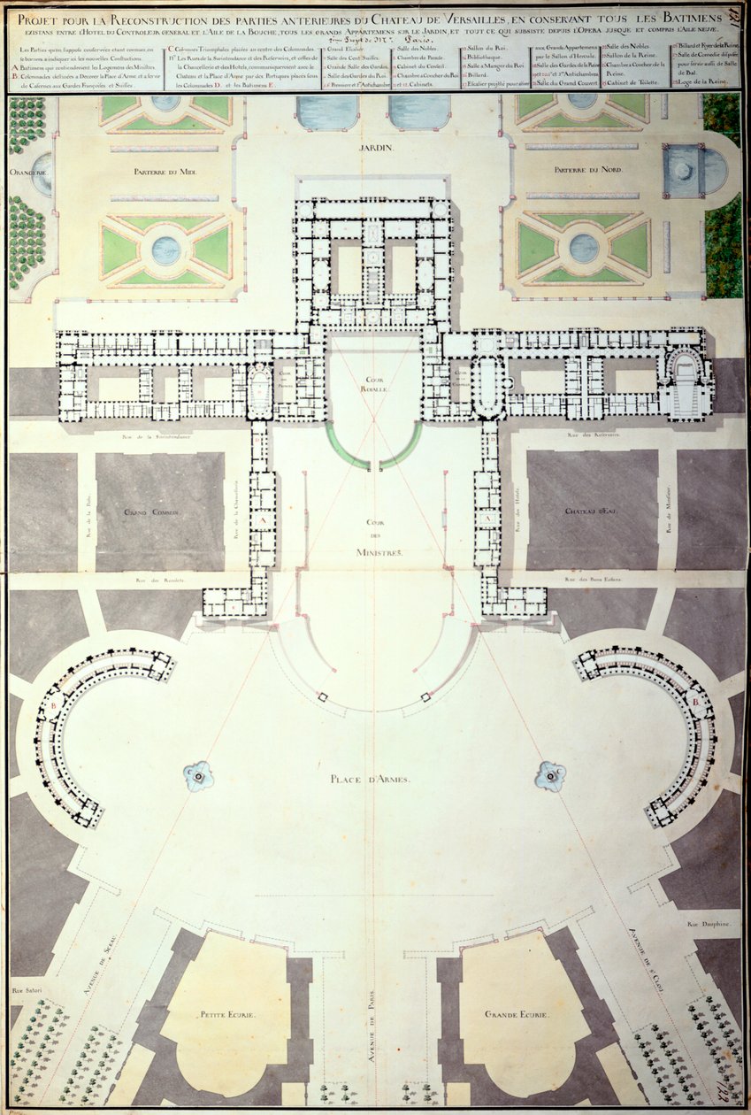 Planes para la transformación de Versalles, Francia, 1780 de Unbekannt