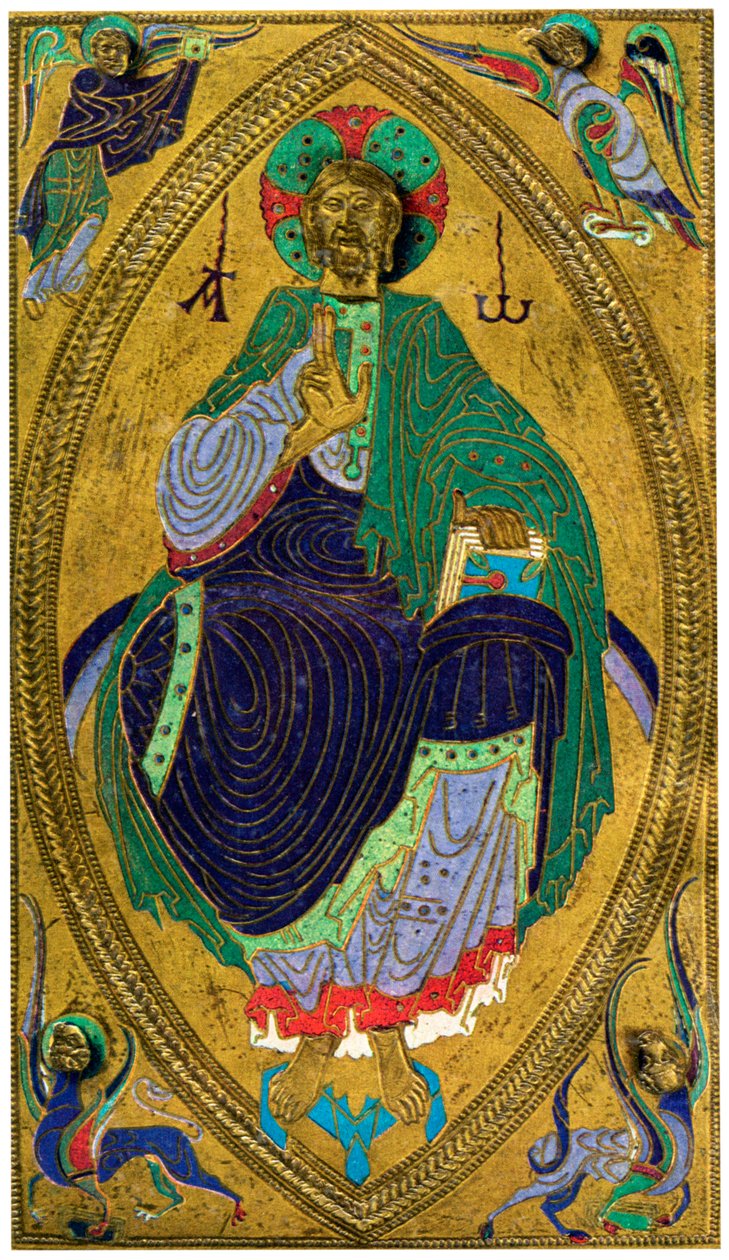 Placa de encuadernación, esmalte champlevé sobre cobre, siglo XII, 1931 de Unbekannt