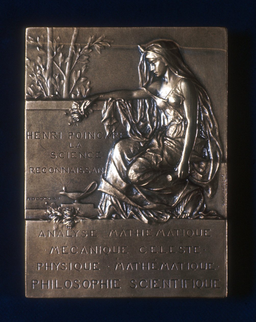 Plaqueta conmemorativa de la muerte de Henri Poincare, matemático francés, 1912 de Unbekannt