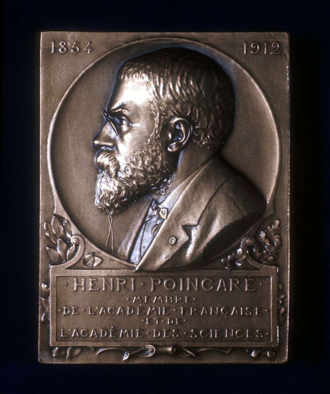 Plaqueta conmemorativa de la muerte de Henri Poincare, matemático francés, 1912 de Unbekannt