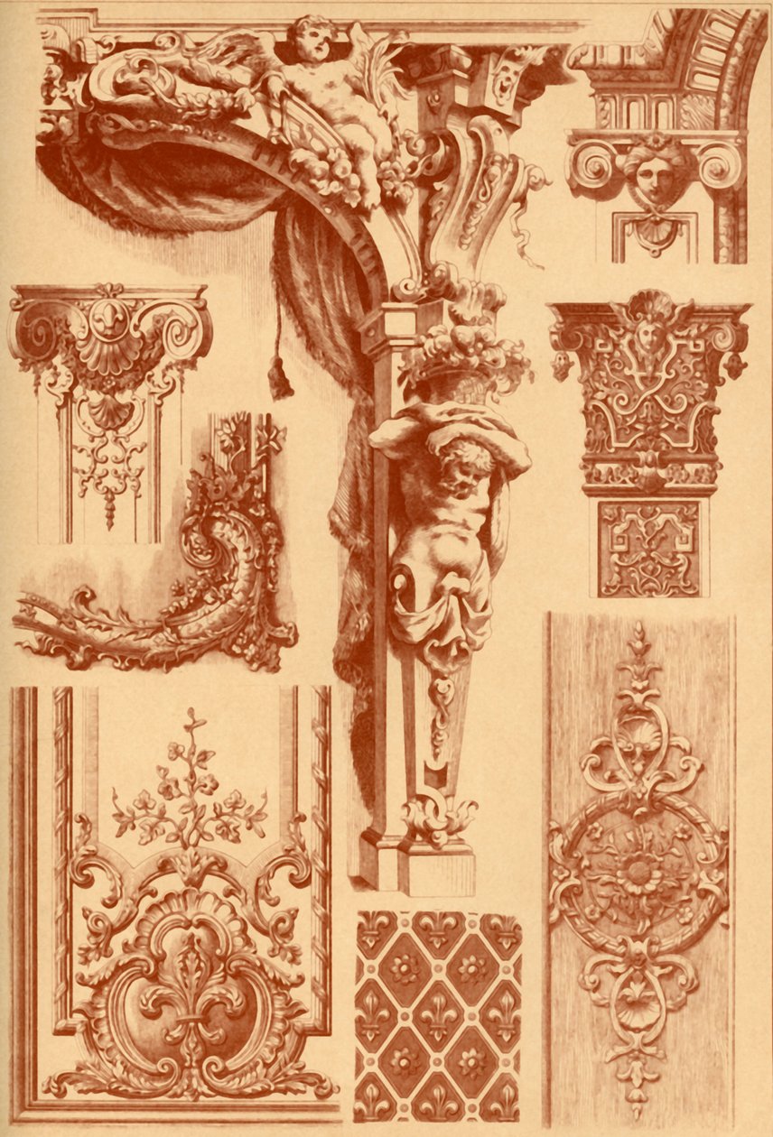 Ornamentos de yeso, Francia, siglos XVII y XVIII, 1898 de Unbekannt