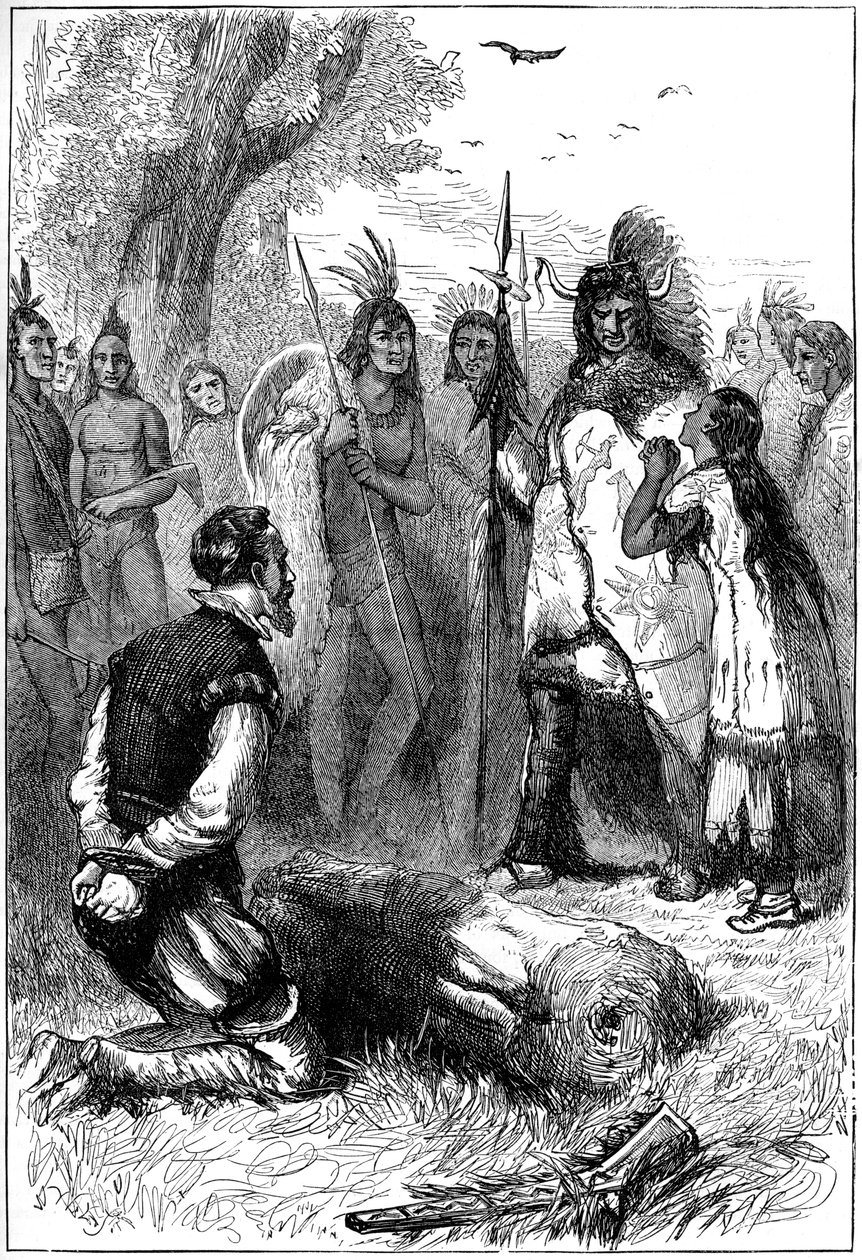 Pocahontas salva la vida del Capitán Smith, 1607 c1880 de Unbekannt