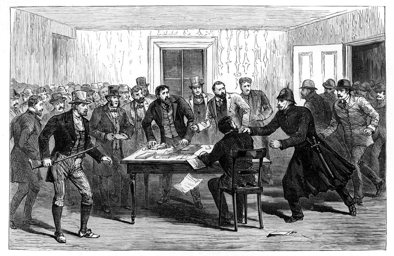 Redada policial en las Oficinas Nacionales de Alquiler en Loughrea, Irlanda, 1887 de Unbekannt