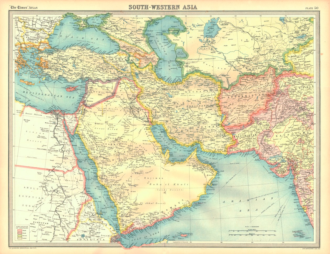 Mapa político del suroeste de Asia de Unbekannt