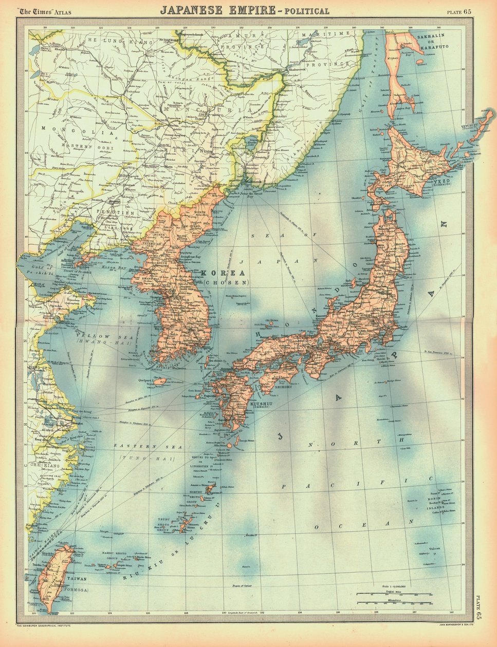 Mapa político del Imperio Japonés, principios del siglo XX de Unbekannt
