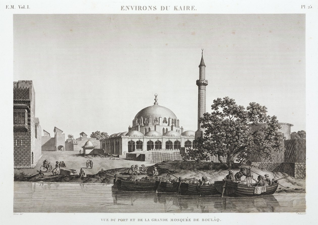 Puerto y Gran Mezquita de Boulaq, El Cairo, Egipto, c.1798 de Unbekannt