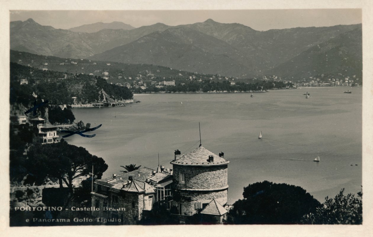Portofino - Castello Braun y panorama del golfo Tigulio, c. 1900 de Unbekannt