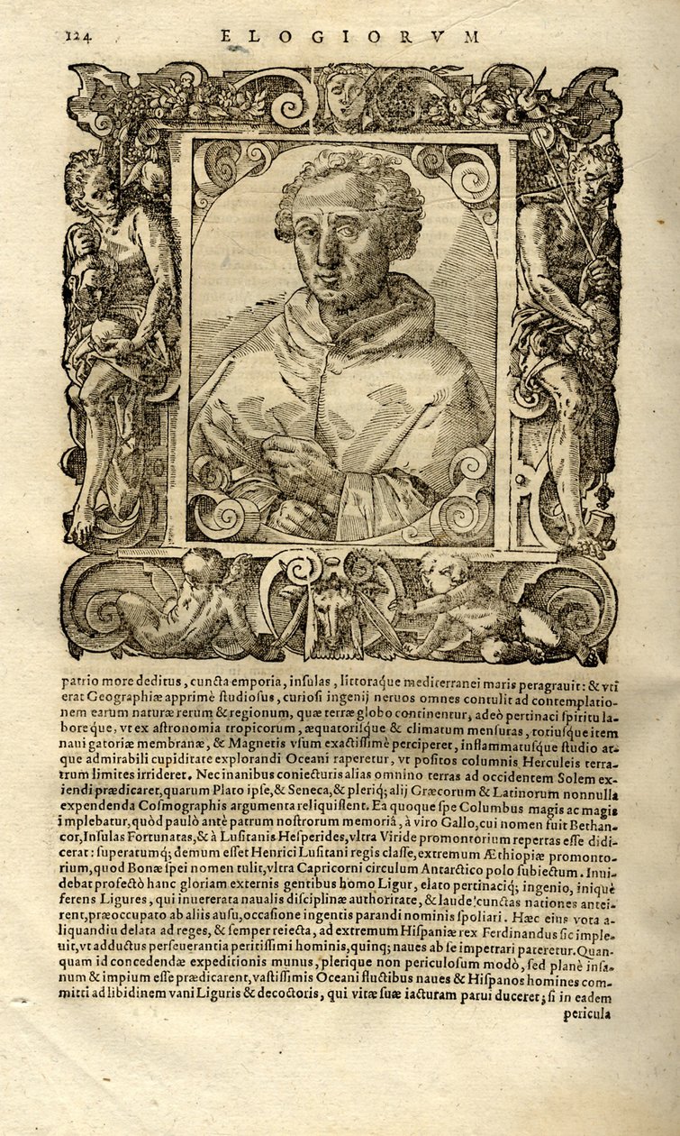 Retrato de Cristóbal Colón. De Elogia virorum bellica virtute illustrium por Paolo Giovio de Unbekannt