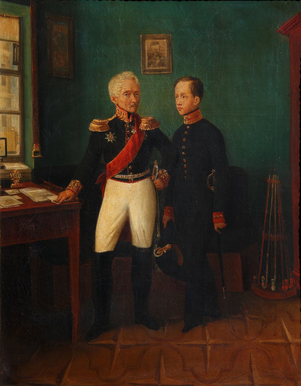 Retrato del General Fyodor Grigoryevich Friedrich August Goldgeuer 1771-1848 con su hijo Mikhail de Unbekannt