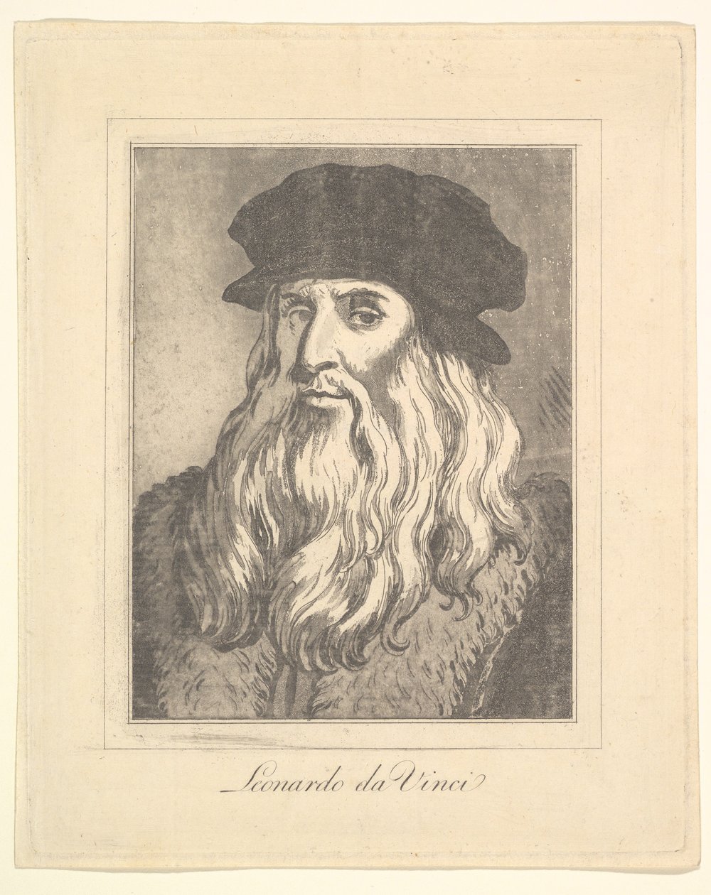 Retrato de Leonardo da Vinci de Caricaturas de Leonardo da Vinci, de Dibujos de Wi..., 1786 de Unbekannt