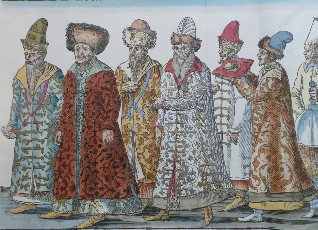 Retrato de los monarcas de Moscú Iván III, Vasili III Ivanovich, Iván IV de Rusia y séquito de Unbekannt