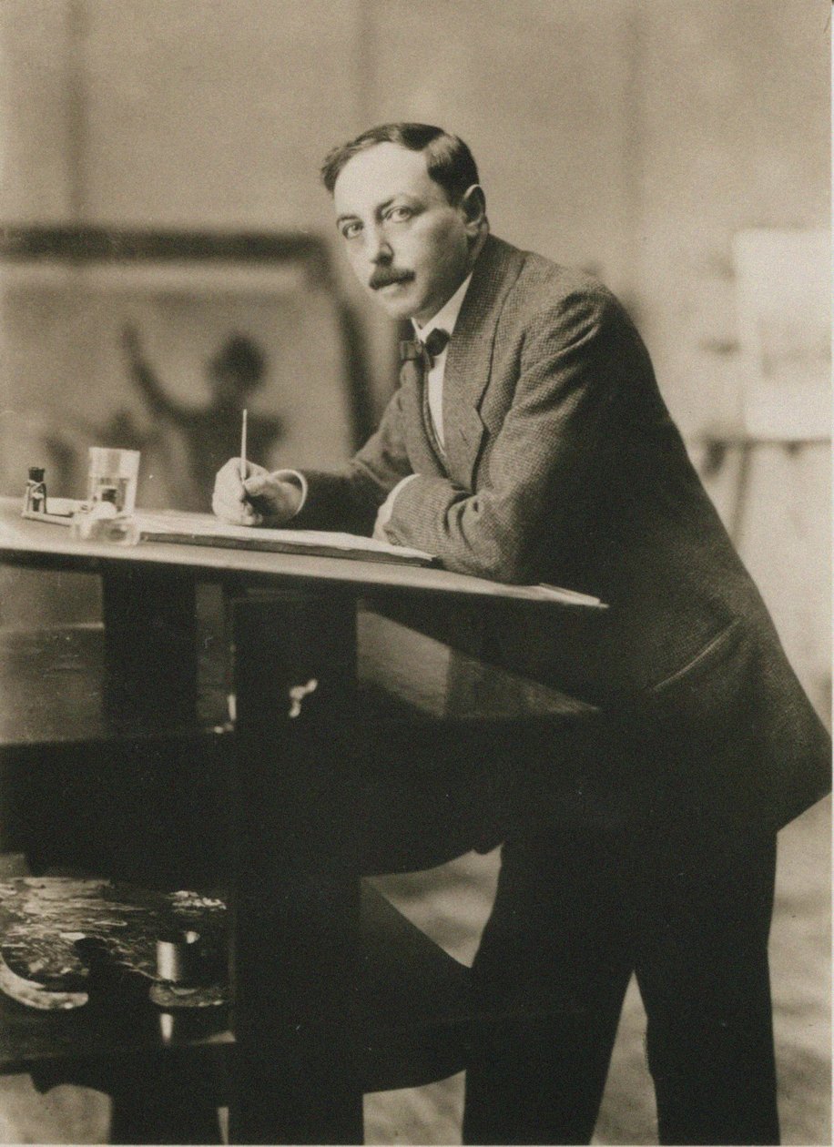 Retrato de Thomas Theodor Heine 1867-1948 en su estudio, c.1913 de Unbekannt