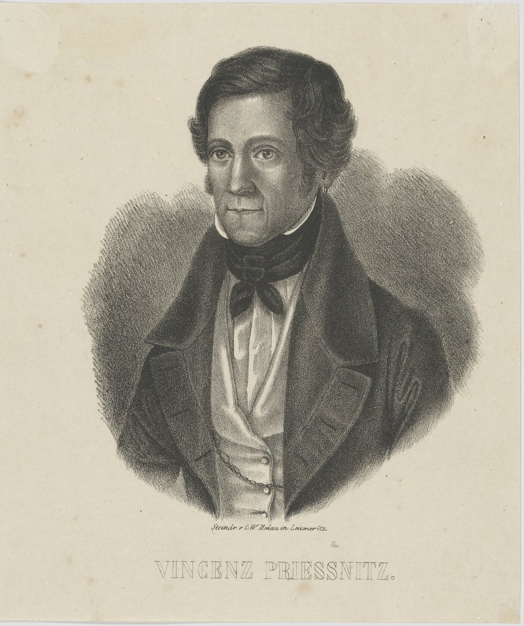 Retrato de Vincenz Priessnitz 1799-1851, c. 1840 de Unbekannt