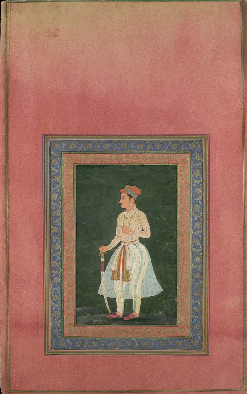 Retrato de un noble en traje blanco vaporoso, folio del álbum Davis, siglo XVII de Unbekannt