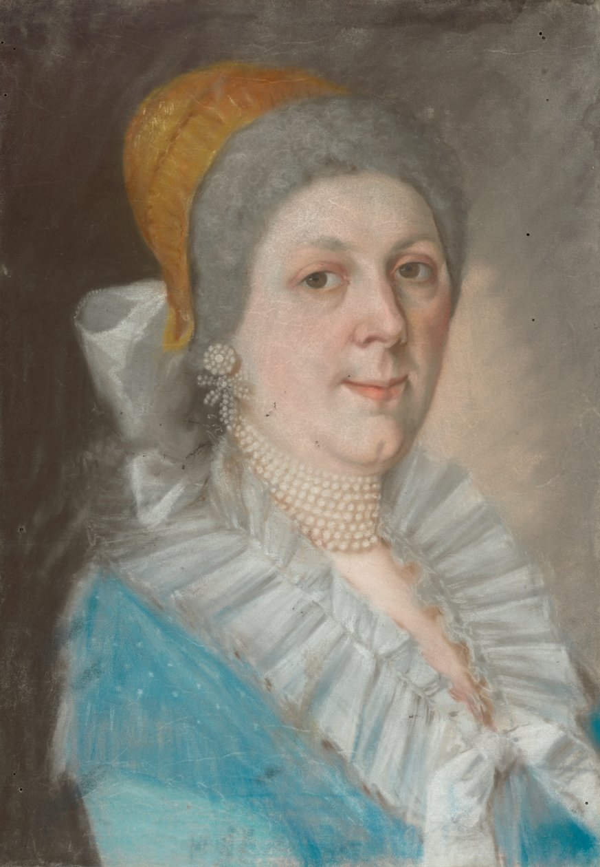 Retrato de una mujer con collar de perlas de Unbekannt