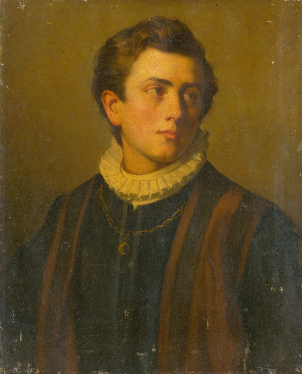 Retrato de un Joven con Cuello Almidonado Blanco de Unbekannt