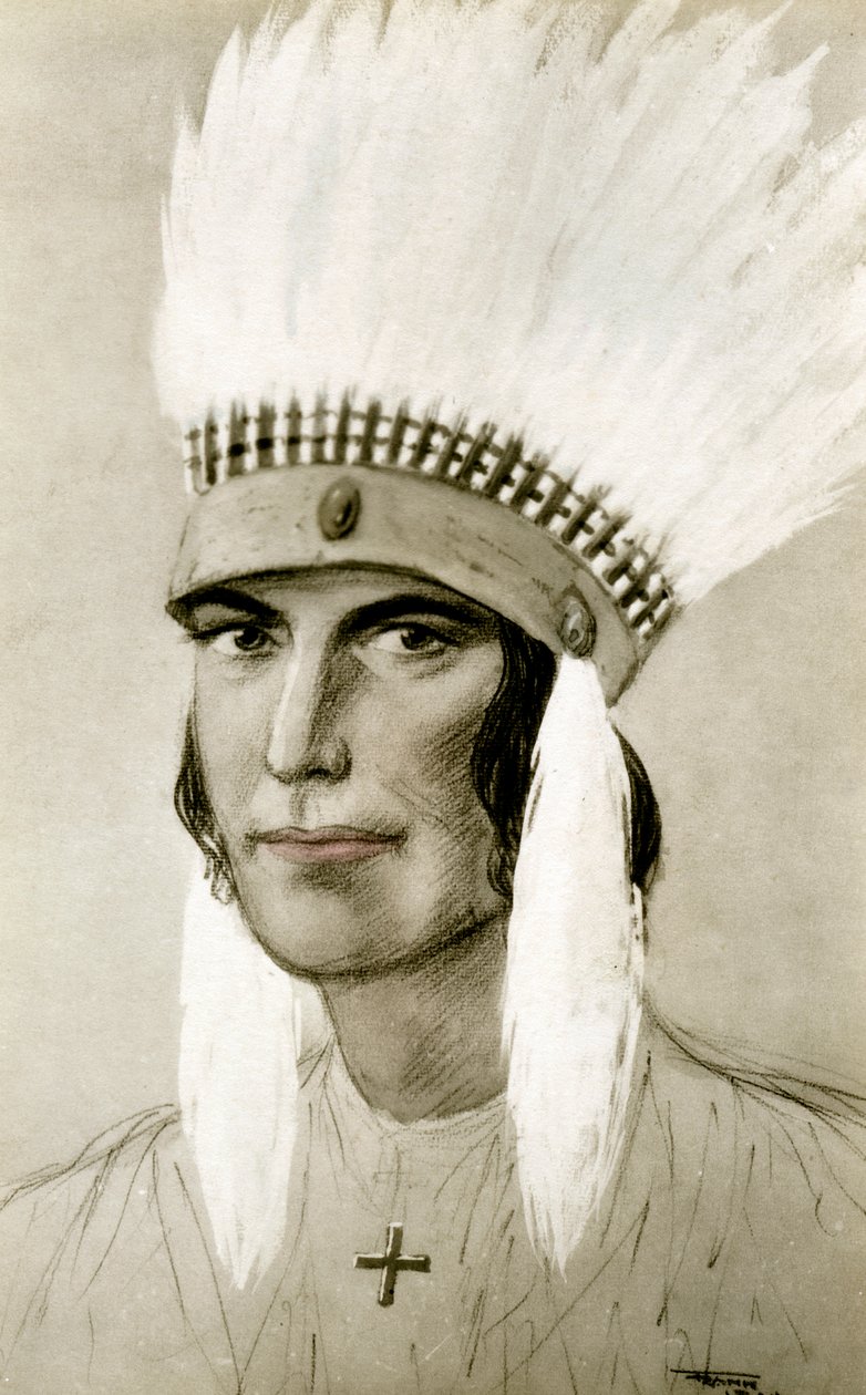Retrato de un indio americano, siglo XX de Unbekannt