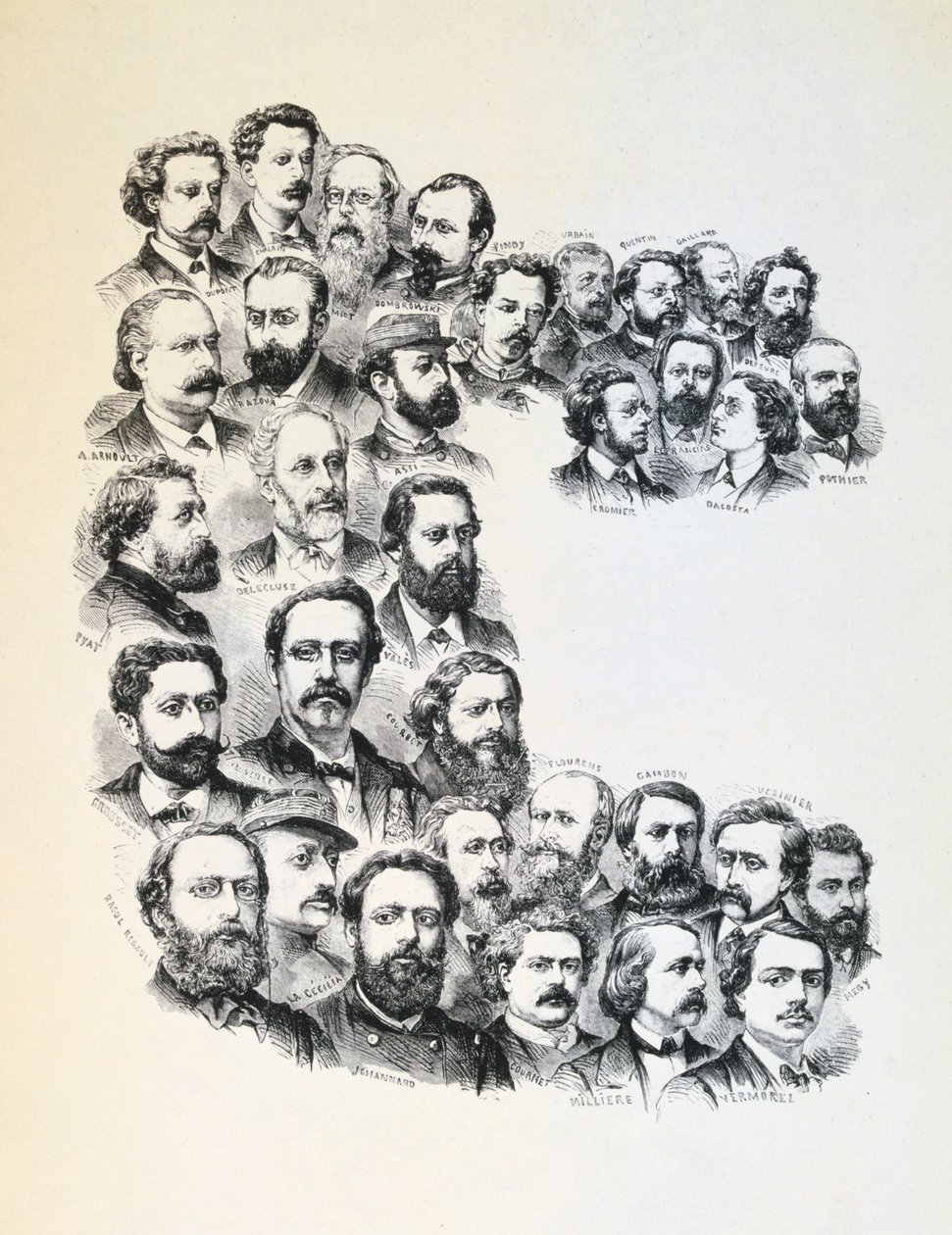 Póster con retratos de los Comuneros, Comuna de París de Unbekannt