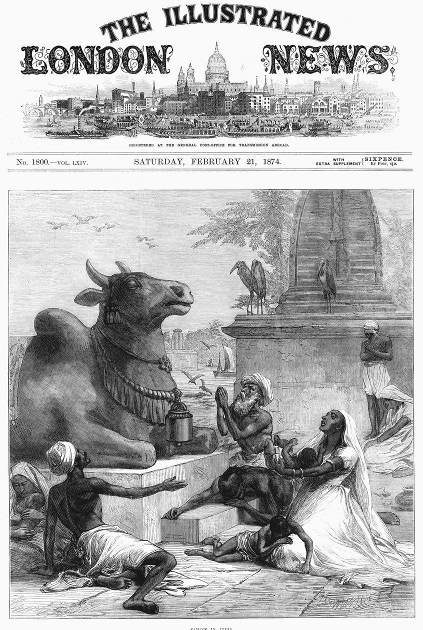 Rezando a Nandi por alivio de la hambruna, Bengala, India, 1874 de Unbekannt