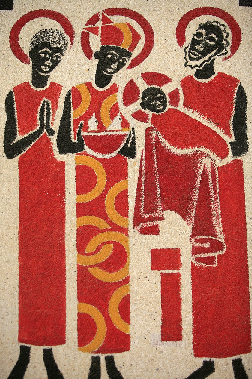 Presentación de Jesús en el templo, fresco de la iglesia de la abadía de Keur Moussa, diseñado y pintado en 1963 por Dom Georges Saget, Keur Moussa, Senegal de Unbekannt