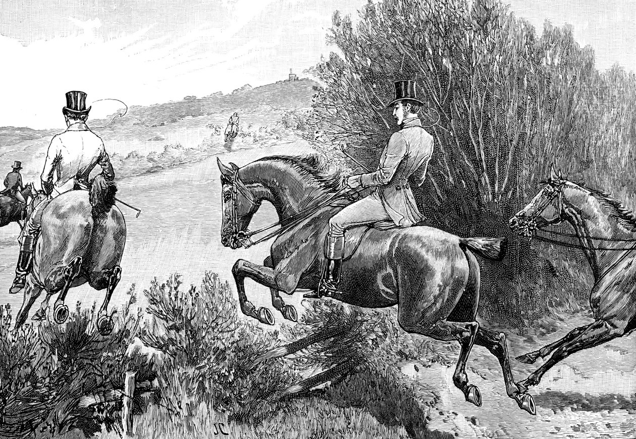 El príncipe Alberto cazando cerca del castillo de Belvoir, Leicestershire de Unbekannt