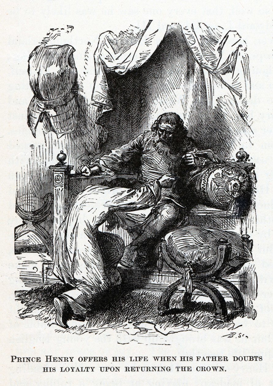 El príncipe Enrique ofrece su vida cuando su padre duda de su lealtad al devolver la corona, 1882 de Unbekannt