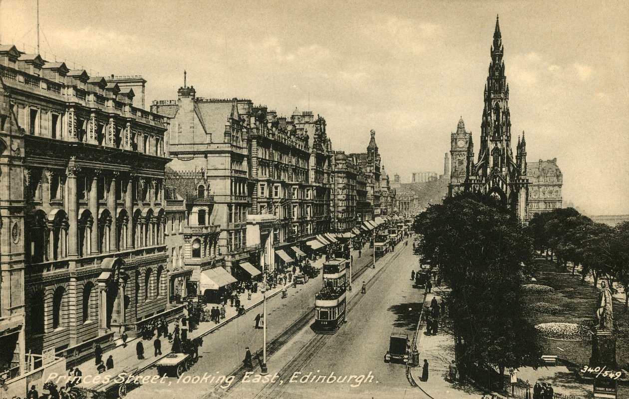 Princes Street mirando al este, Edimburgo, c. 1920s de Unbekannt