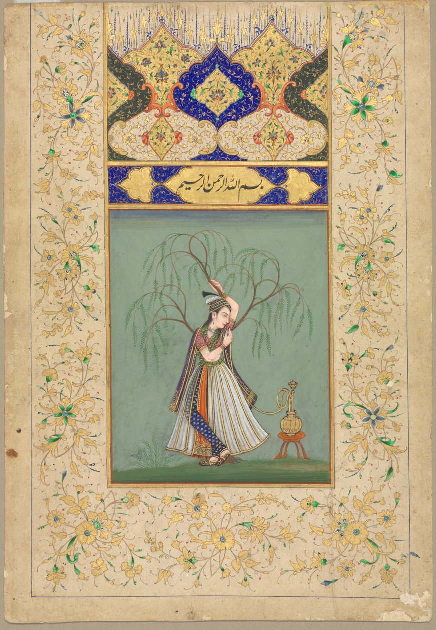 Princesa fumando una hookah como Salabhanjika, 1700s de Unbekannt