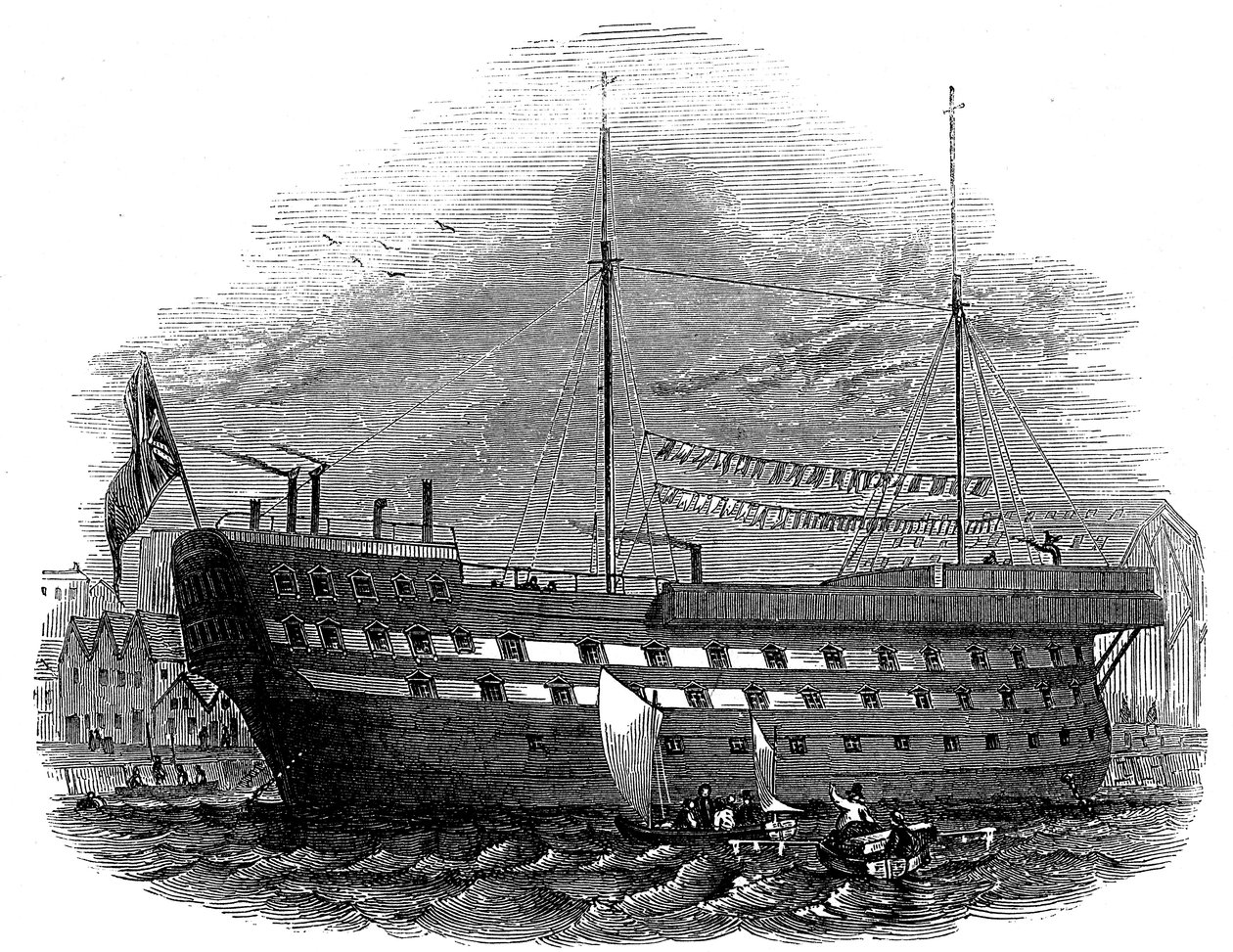 Prisión flotante Warrior en Woolwich, Londres, 1848 de Unbekannt