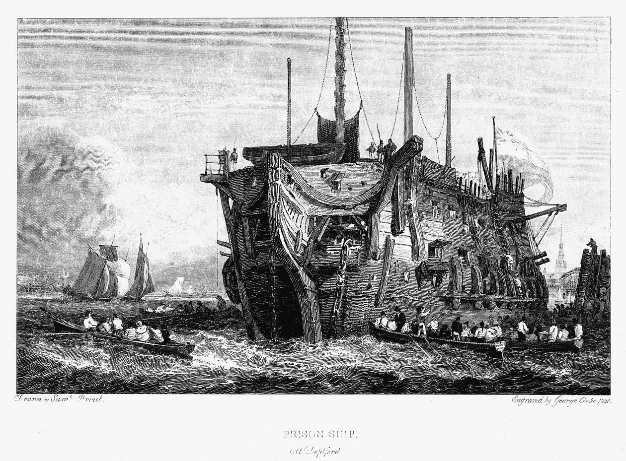 Prisión flotante en Deptford, Londres, c1826 de Unbekannt