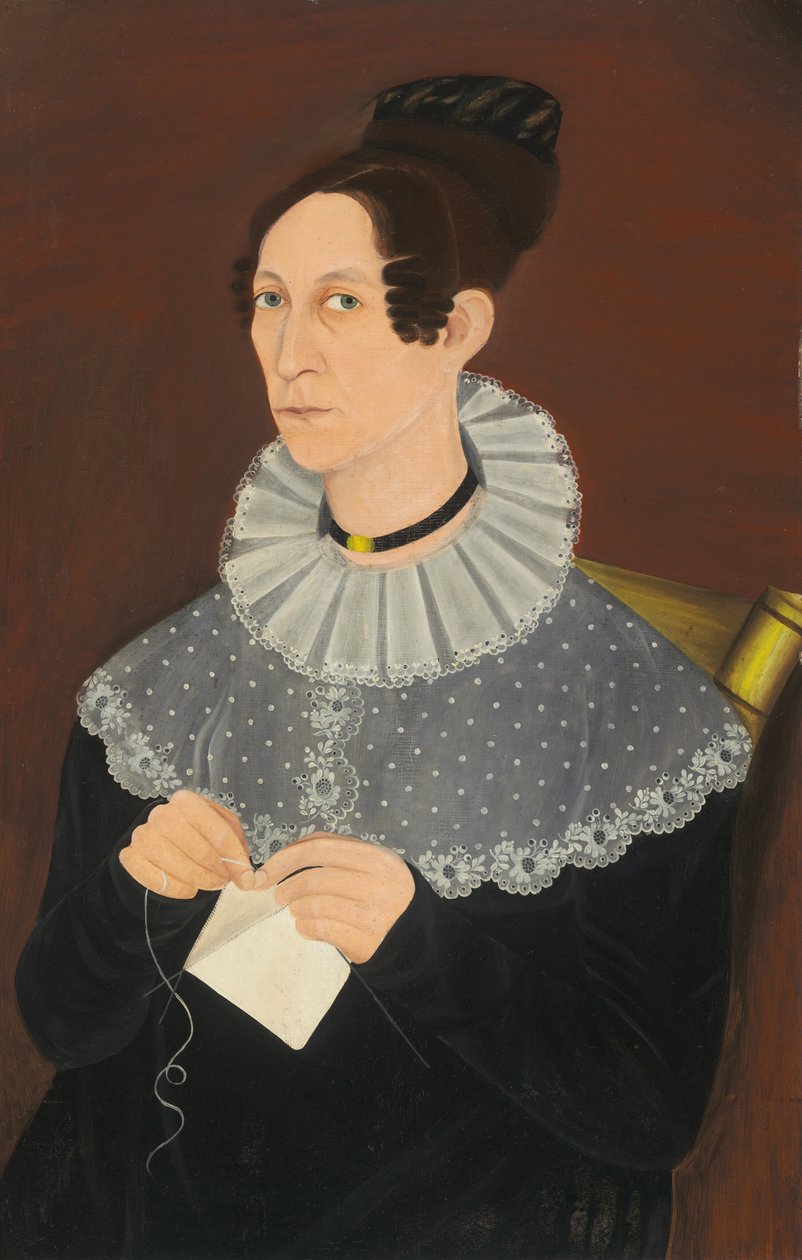 Probablemente Sarah Cook Arnold tejiendo, c. 1830 de Unbekannt