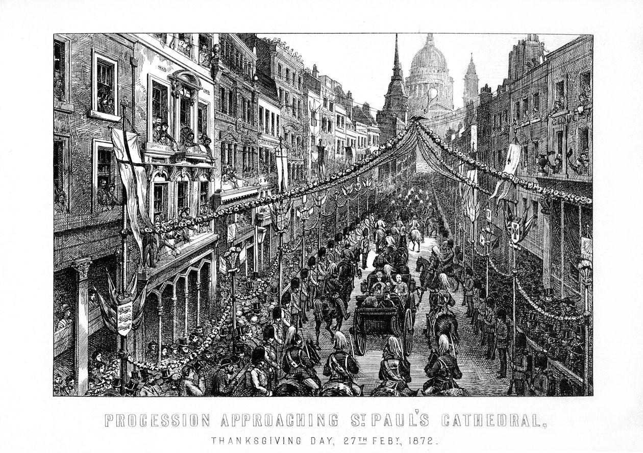 Procesión acercándose a la Catedral de San Pablo, Día de Acción de Gracias, 27 de febrero, 1872, 1899 de Unbekannt