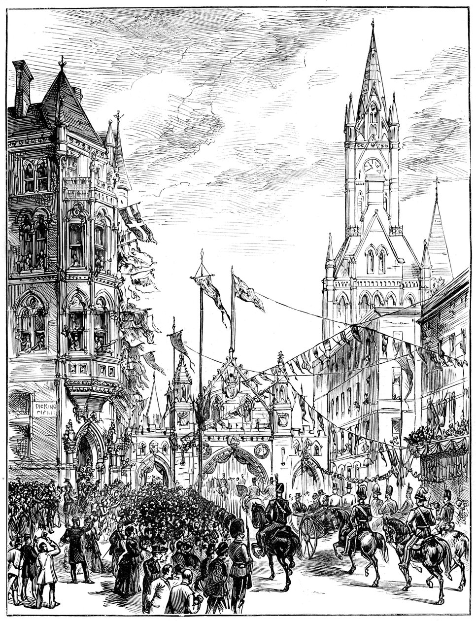 Procesión acercándose al Ayuntamiento, Manchester, 1887 de Unbekannt