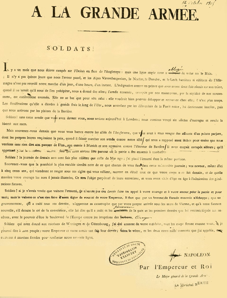 Proclamación al ejército, 13 de octubre de 1805, 1921 de Unbekannt