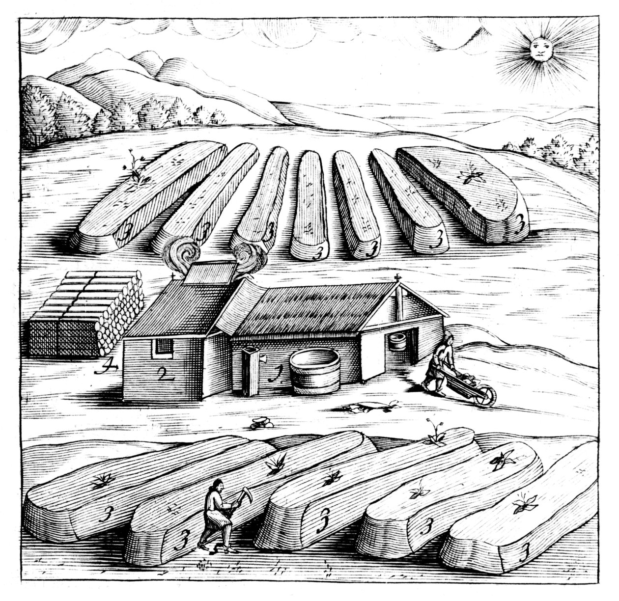 Producción de salitre, nitrato de potasio o KN03, 1683 de Unbekannt