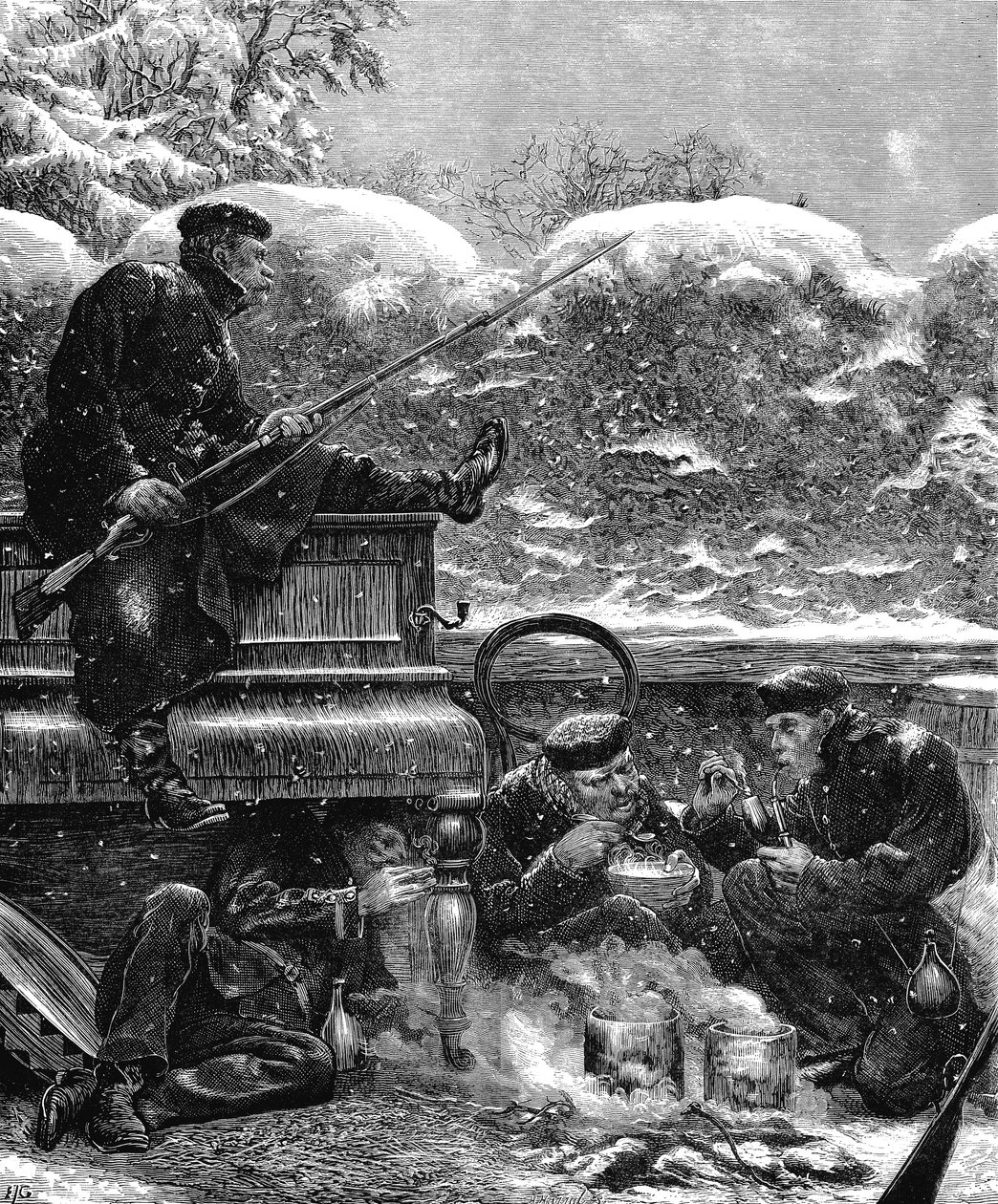 Tropas prusianas en el sitio de París, Guerra Franco-Prusiana, diciembre de 1870 de Unbekannt