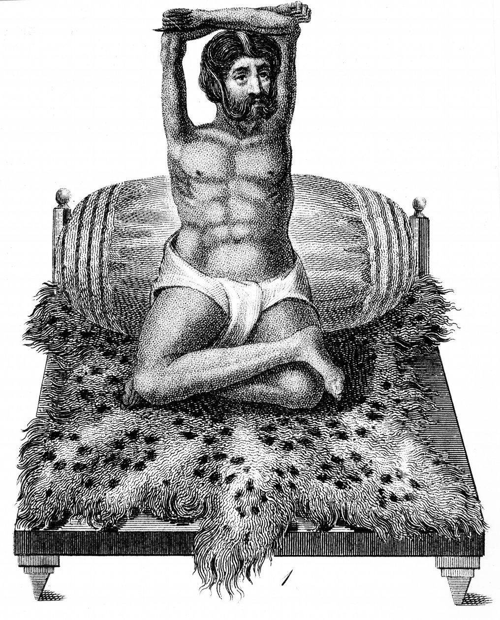 Purana Puri, filósofo hindú, elevando sus brazos sobre su cabeza, 1811 de Unbekannt